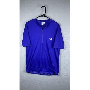 Trek Cycling Jersey Mens Medium Blue 1/4 Zip Short Sleeve Road Bike Top